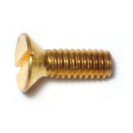 Midwest Fastener #8-32 x 1/2 in Slotted Flat Machine Screw, Plain Brass, 40 PK 61752